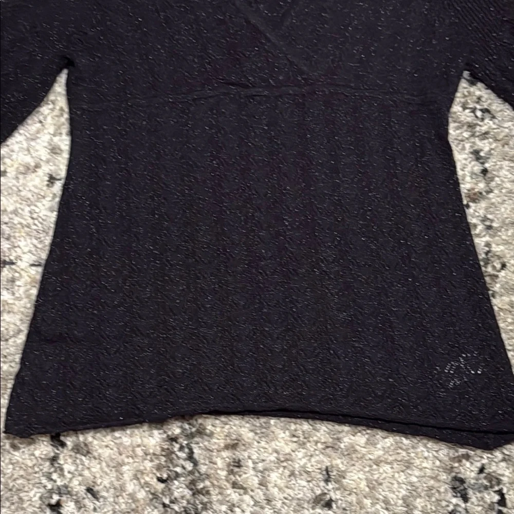 Michael Kors Black Textured V-Neck Top